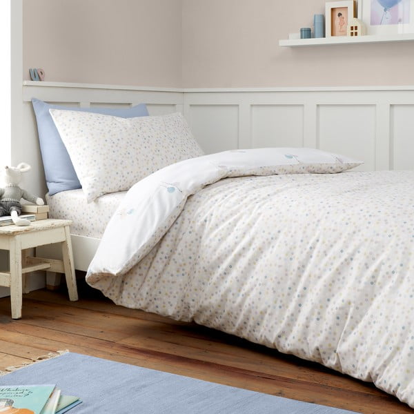 Biancheria da letto per bambini bianca/beige in flanella per letto matrimoniale 200x200 cm Balloons Spot – Bianca-image-2