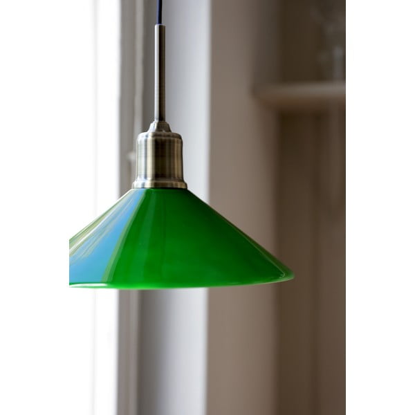 Lampadario verde e color ottone con paralume in vetro ø 25 cm Vela – Markslöjd-image-2