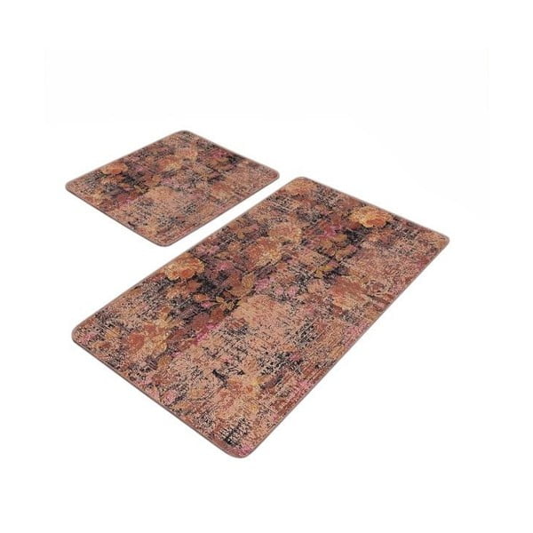 Set di tappetini per il bagno marroni in velluto 2 pz 60x100 cm – Mila Home