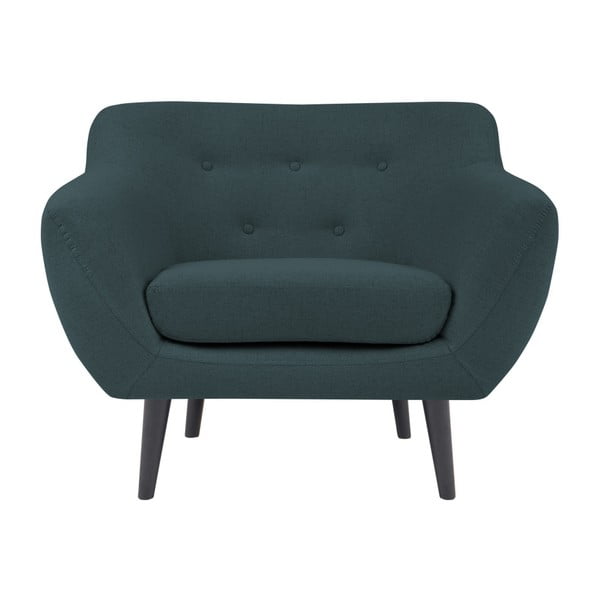 Poltrona blu scuro con gambe marroni Piemonte - Mazzini Sofas