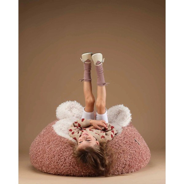 Pouf a sacco per bambini rosa polveroso con rivestimento in pelliccia sintetica Yeti – Wigiwama-image-2