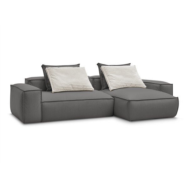 Divano angolare grigio in similpelle Boheme - Bobochic Paris-image-3