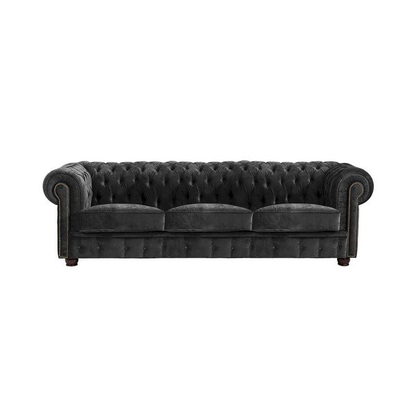 Divano nero Norwin Velvet, 200 cm - Max Winzer