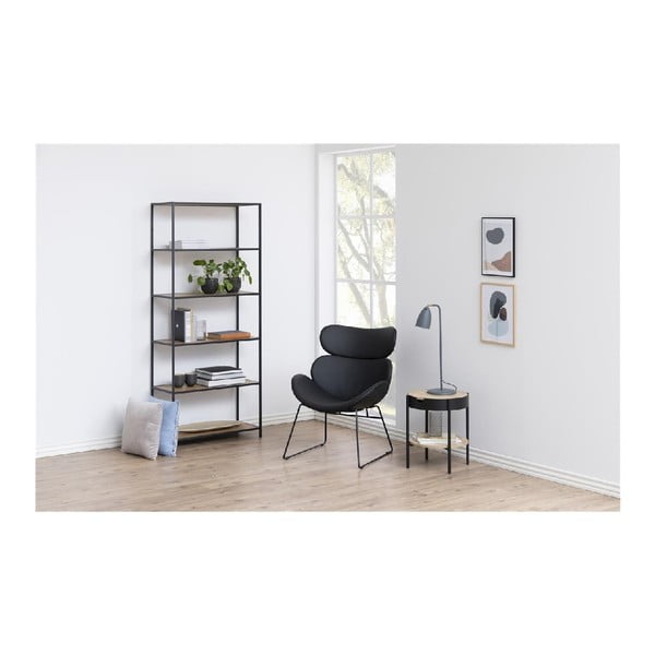 Scaffale nero-color legno naturale effetto rovere 77x185 cm Seaford - Actona-image-3