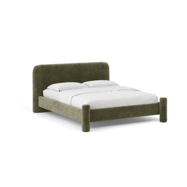 Letto matrimoniale imbottito verde con rete inclusa 140x200 cm Vera – Micadoni 