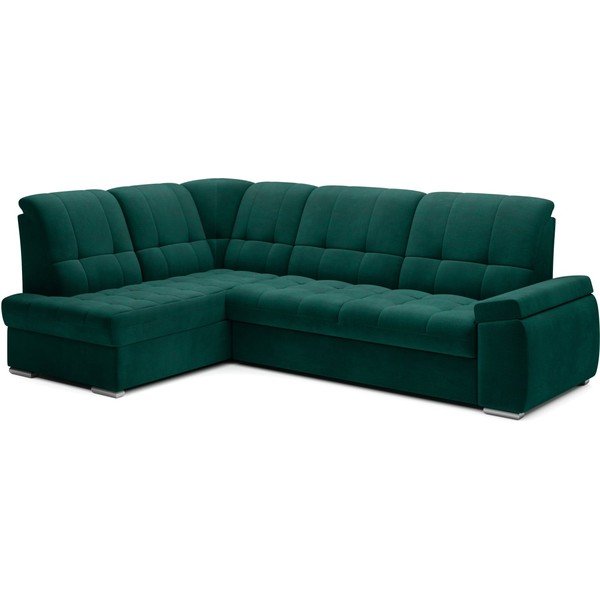 Divano angolare verde allungabile/con contenitore (con penisola a sinistra/a L) e rivestimento in velluto Sado – ELTAP-image-2