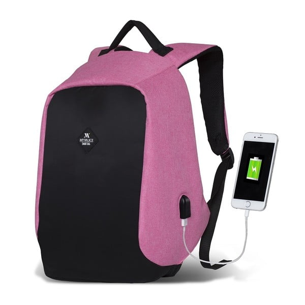 Zaino nero e rosa con porta USB My Valice SECRET Smart Bag - Myvalice