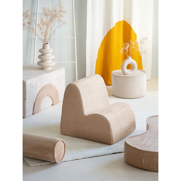 Poltrona per bambini marrone chiaro con rivestimento in velluto a coste Cloud – Wigiwama-image-1