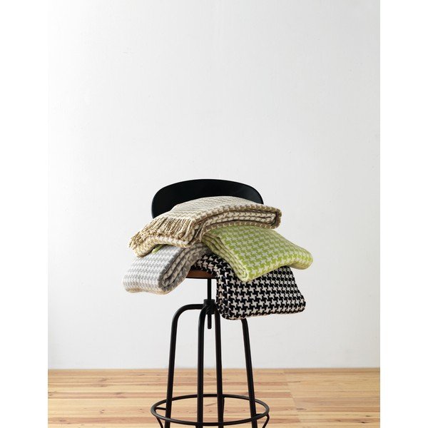 Plaid in bianco e nero con motivo a binario di gallo , 140 x 180 cm Pearls - Euromant-image-2