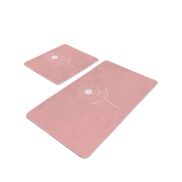 Set di tappetini per il bagno in velluto rosa 2 pz 60x100 cm – Mila Home