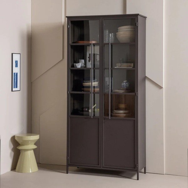 Vetrina marrone scuro in metallo 99x203x45 cm Exhibit – WOOOD-image-2