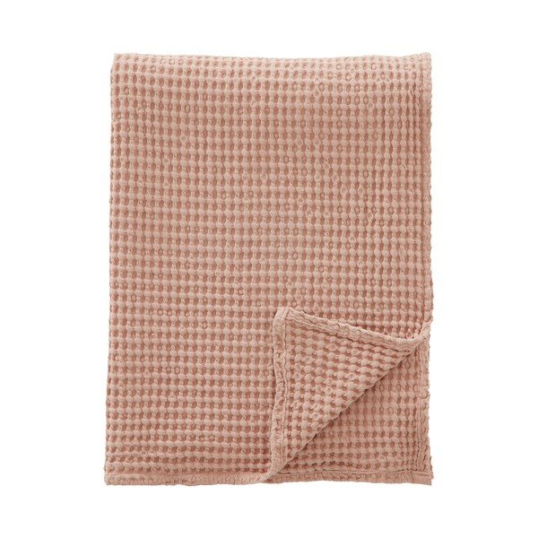 Coperta rosa polveroso in cotone 150x200 cm Jaipur Chunky Waffle – Pineapple Elephant