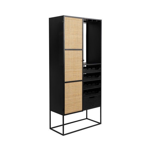 Portabottiglie in rattan nero per 16 bottiglie, 80x175 cm Guuji - White Label-image-2