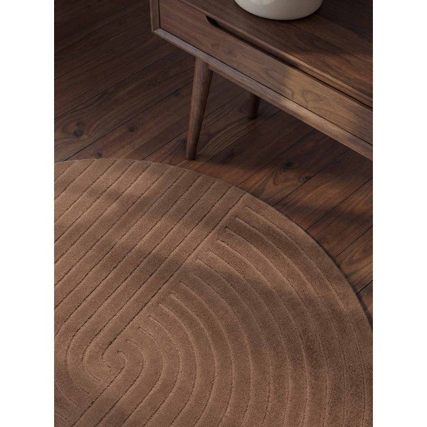 Tappeto rotondo beige in lana tessuto a mano ø 120 cm Arcura – Vikosa-image-2