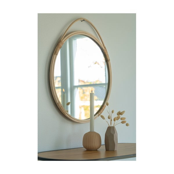 Specchio da parete con cornice in rattan ø 50 cm Malo - House Nordic-image-1