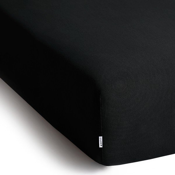 Lenzuolo con angoli nero in jersey 140x200 cm Amber – Restilo-image-1