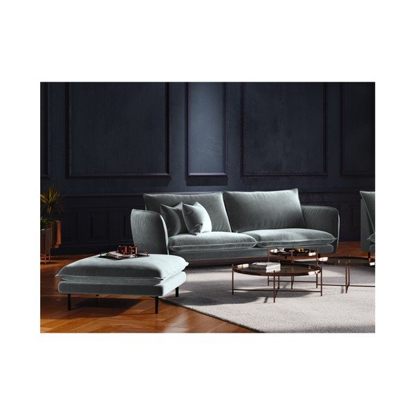 Pouf in velluto grigio chiaro , 100 x 80 cm Vienna - Cosmopolitan Design-image-3