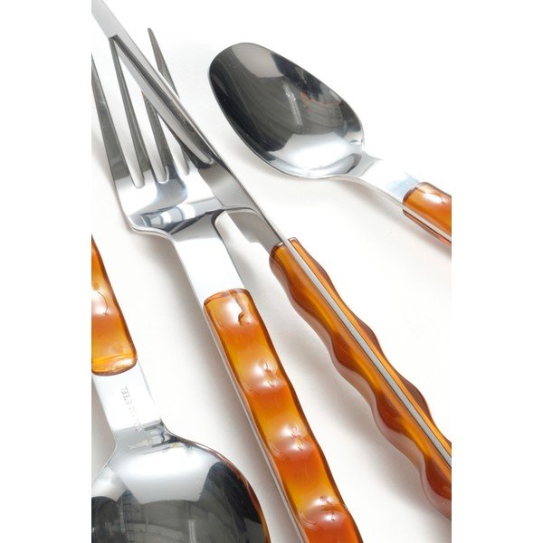 Posate argentate/color ambra in acciaio inox 24 pz per 6 persone Bisque – Jotex-image-3