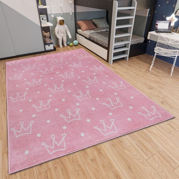 Tappeto rosa per bambini 120x170 cm Crowns - Hanse Home-image-1