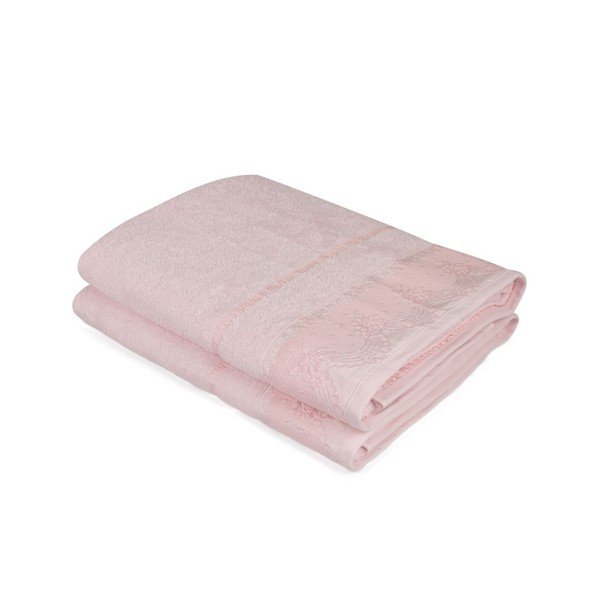 Set di due asciugamani da bagno rosa barocco, 150 x 90 cm - Soft Kiss