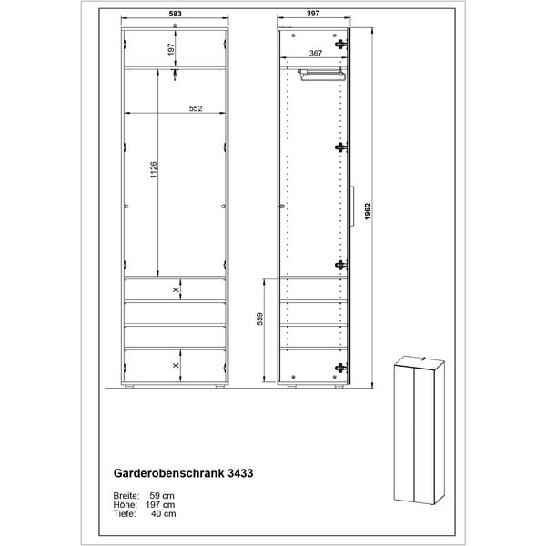 Armadio grigio 59x197 cm Genova - Germania-image-3