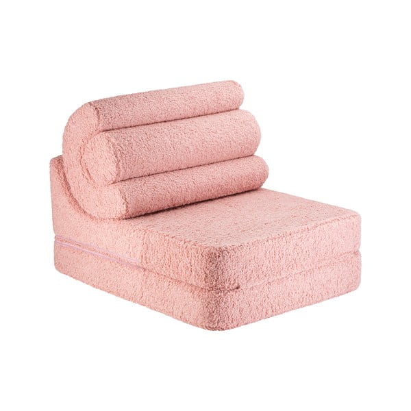 Poltrona per bambini rosa con rivestimento in bouclé Flipster – Wigiwama