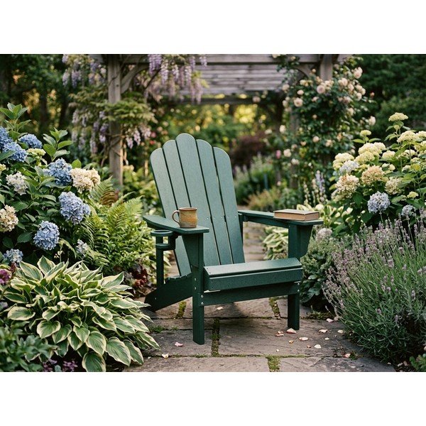 Sedia da giardino in plastica verde Adirondack – Bonami Selection-image-1