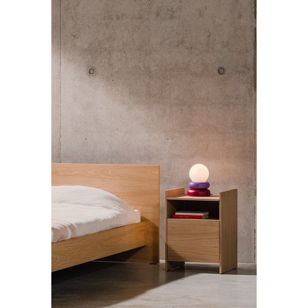 Lampada da tavolo rossa/viola in legno massiccio con paralume in vetro (altezza totale 24 cm) Otem – noo.ma-image-4