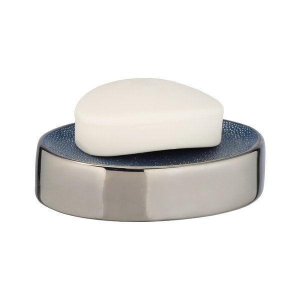 Portasapone in ceramica blu con dettagli in argento Badi Nuria - Wenko-image-3