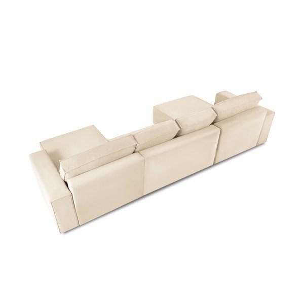 Divano letto a U in velluto a coste beige Azalea - Mazzini Sofas-image-4
