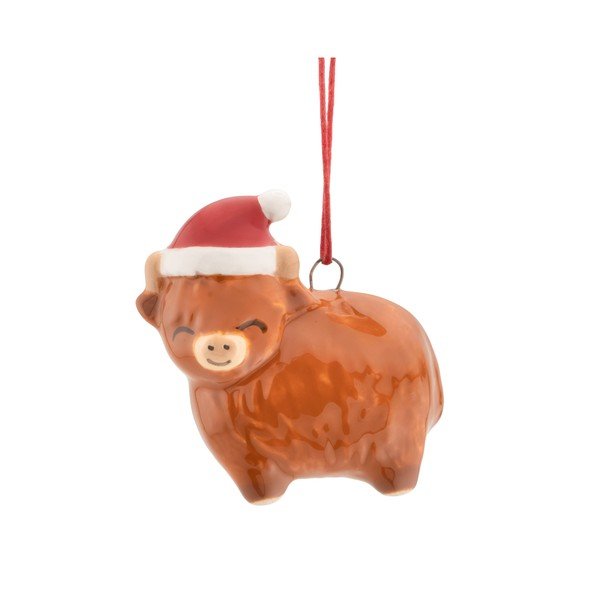 Decorazione per albero di natale in ceramica 4,5 cm Highland Cow – Sass & Belle