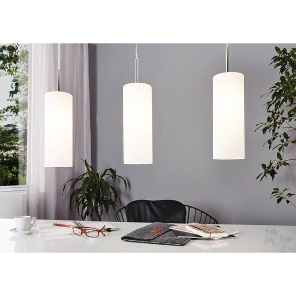 Lampadario bianco/argentato con paralume in vetro TROY 3 – EGLO-image-1