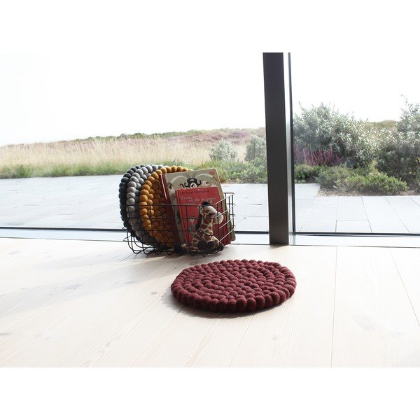 Cuscino per sedia per bambini in lana ciliegio scuro, ⌀ 30 cm - Wooldot-image-2