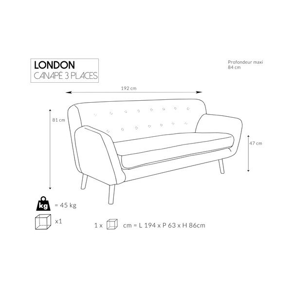 Sada 2 modrých pohovek pro dva a pro tři Cosmopolitan design London-image-3