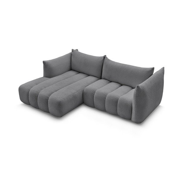 Divano angolare grigio (con penisola a sinistra/con chaise lounge) con rivestimento in bouclé Azra – Bobochic Paris-image-4