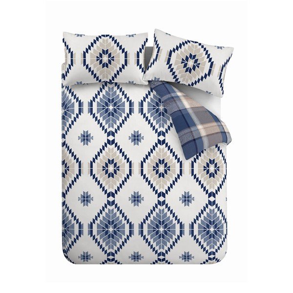 Biancheria da letto bianca e blu 200x135 cm Navajo - Catherine Lansfield