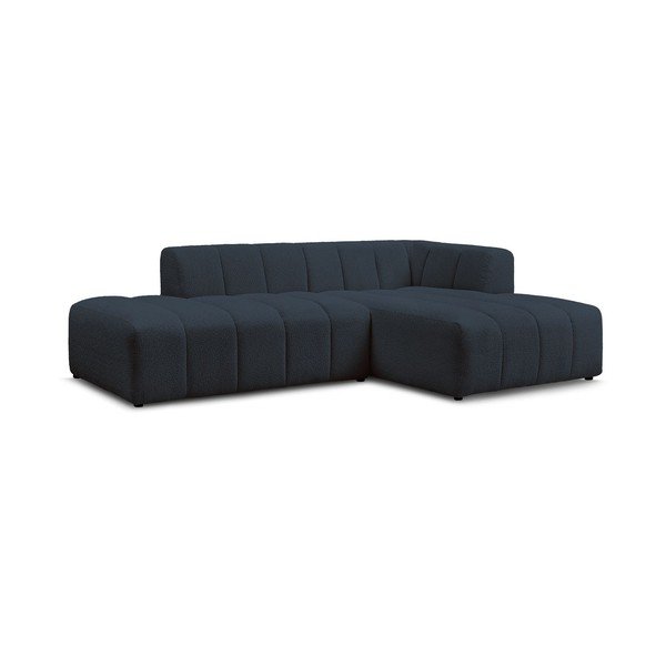 Divano angolare blu scuro (penisola a destra/chaise lounge) con rivestimento in bouclé Annecy – Bobochic Paris-image-4
