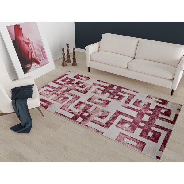 Tappeto rosso/beige 140x80 cm - Vitaus-image-1