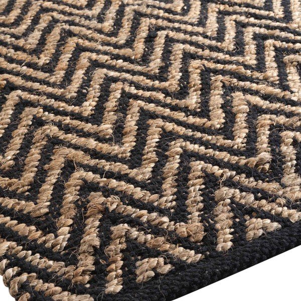 Tappeto nero/di colore naturale in misto iuta 120x170 cm Zigzag – douceur d'intérieur-image-3