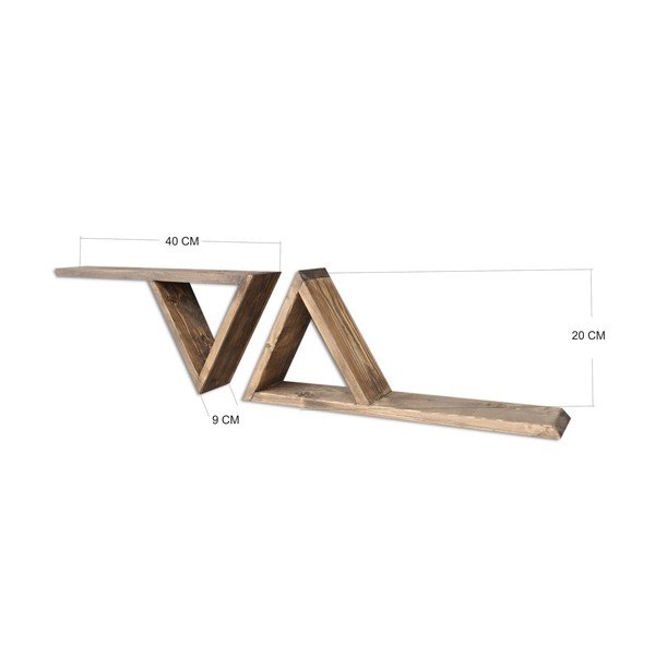Set di 2 mensole da parete in legno Triangoli - Evila Originals-image-4