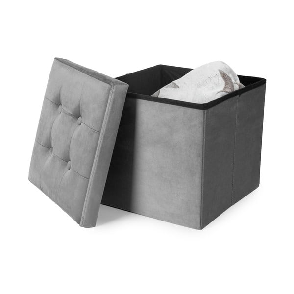Sgabello in velluto grigio - Compactor-image-3