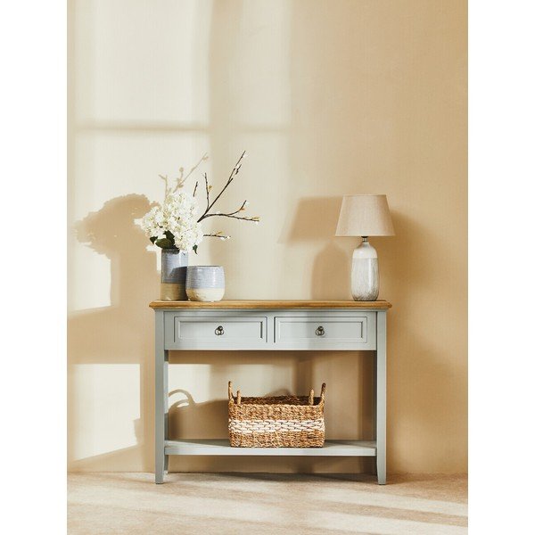 Tavolo consolle grigio in legno di paulownia massiccio 34,5x99 cm Henley – Premier Housewares-image-1