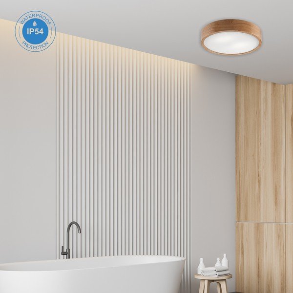 Plafoniera in colore naturale con paralume in vetro Eveline - LAMKUR-image-2