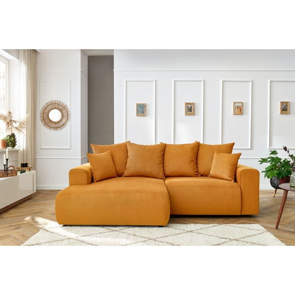 Divano angolare in giallo ocra con rivestimento in velluto Enjoy – Bobochic Paris-image-1