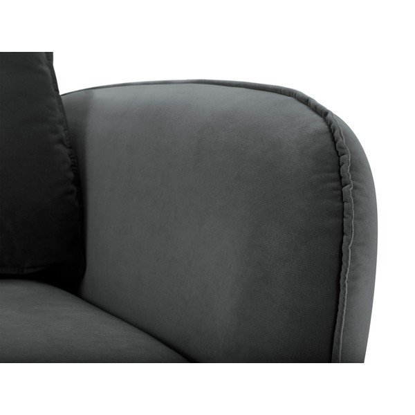 Poltrona in velluto grigio scuro con gambe nere Lento - Kooko Home-image-3