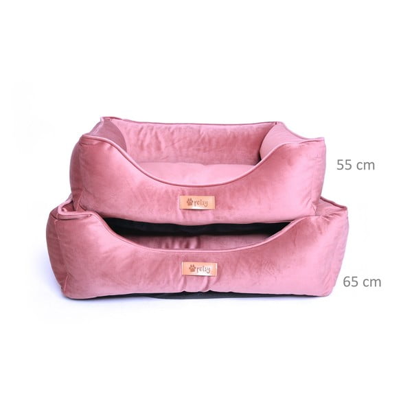 Letto in velluto rosa 65x50 cm Royal - Petsy-image-1
