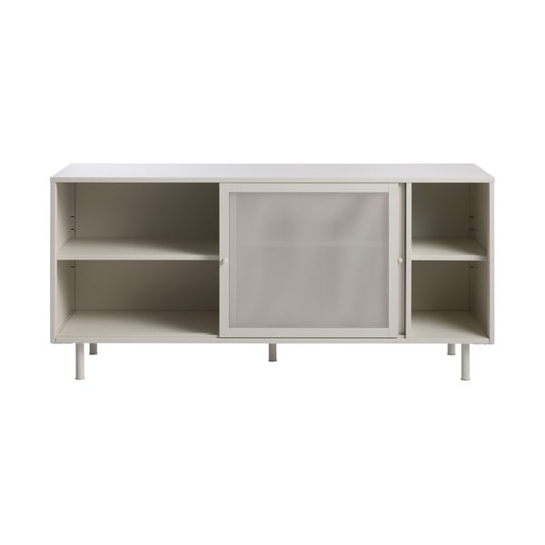 Cassettiera grigia in metallo con porte scorrevoli 160x75x47 cm Veep – Unique Furniture-image-3