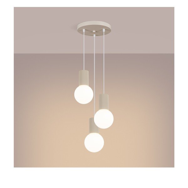 Lampadario beige in metallo con paralume in vetro ø 25 cm Orbital – Sollux-image-4
