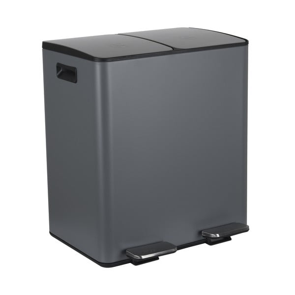 Cestino per la spazzatura grigio scuro in acciaio per raccolta differenziata/con pedale 2x20 l   Aliya – Spirella