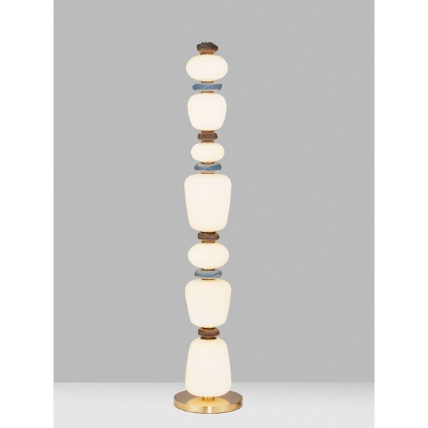 Lampada da terra LED bianca/dorata in metallo con paralume in porcellana/con paralume in vetro con intensità regolabile (altezza totale 130,5 cm) Palo – Nova Luce-image-1